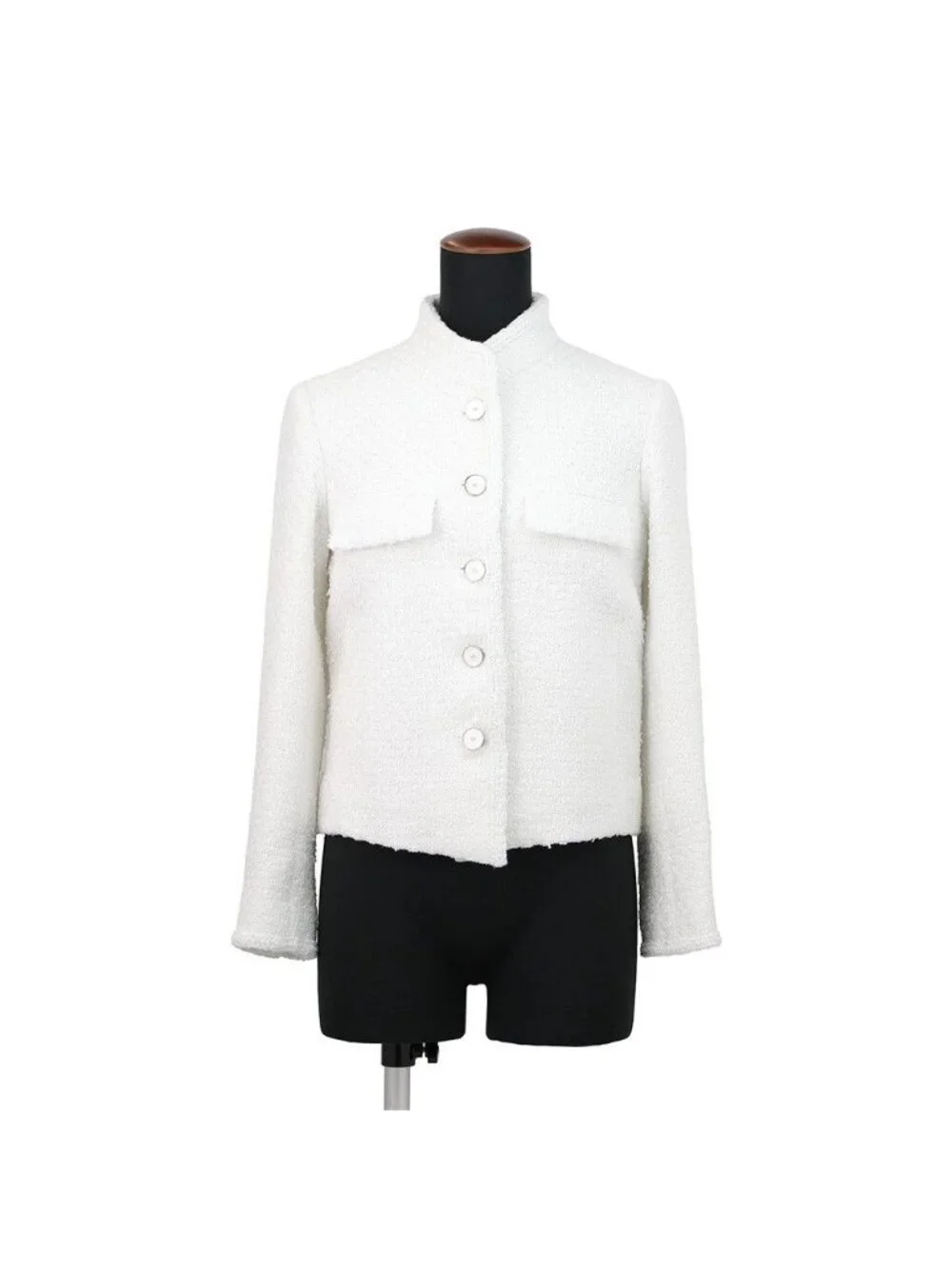 Chanel Jacket CC Logo Tweed Outer White 34